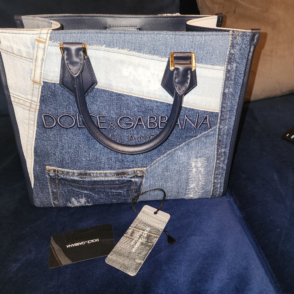 Dolce and gabbana denim patchwork purse